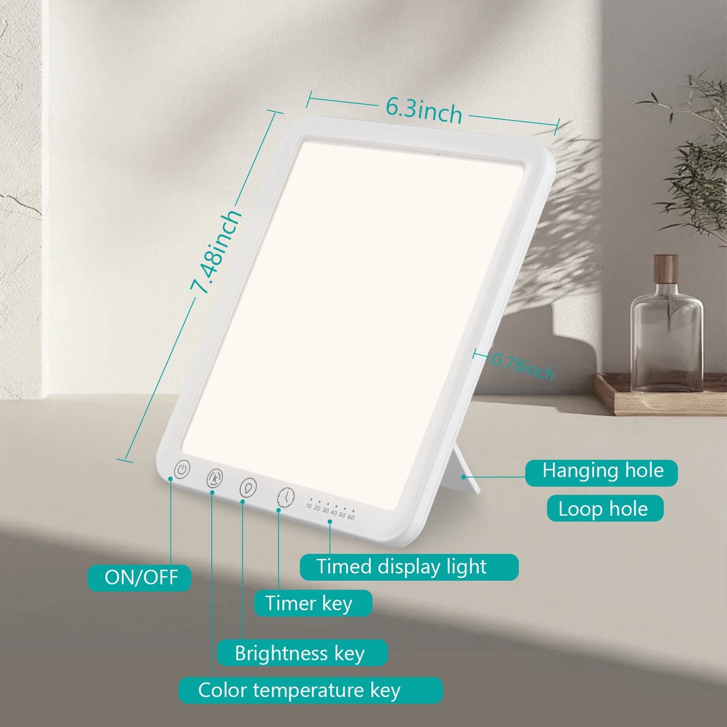Lampe de Luminothérapie 15000 Lux – 3 Températures 5 Luminosités 6 Minuteurs – Lampe Lumière du Jour