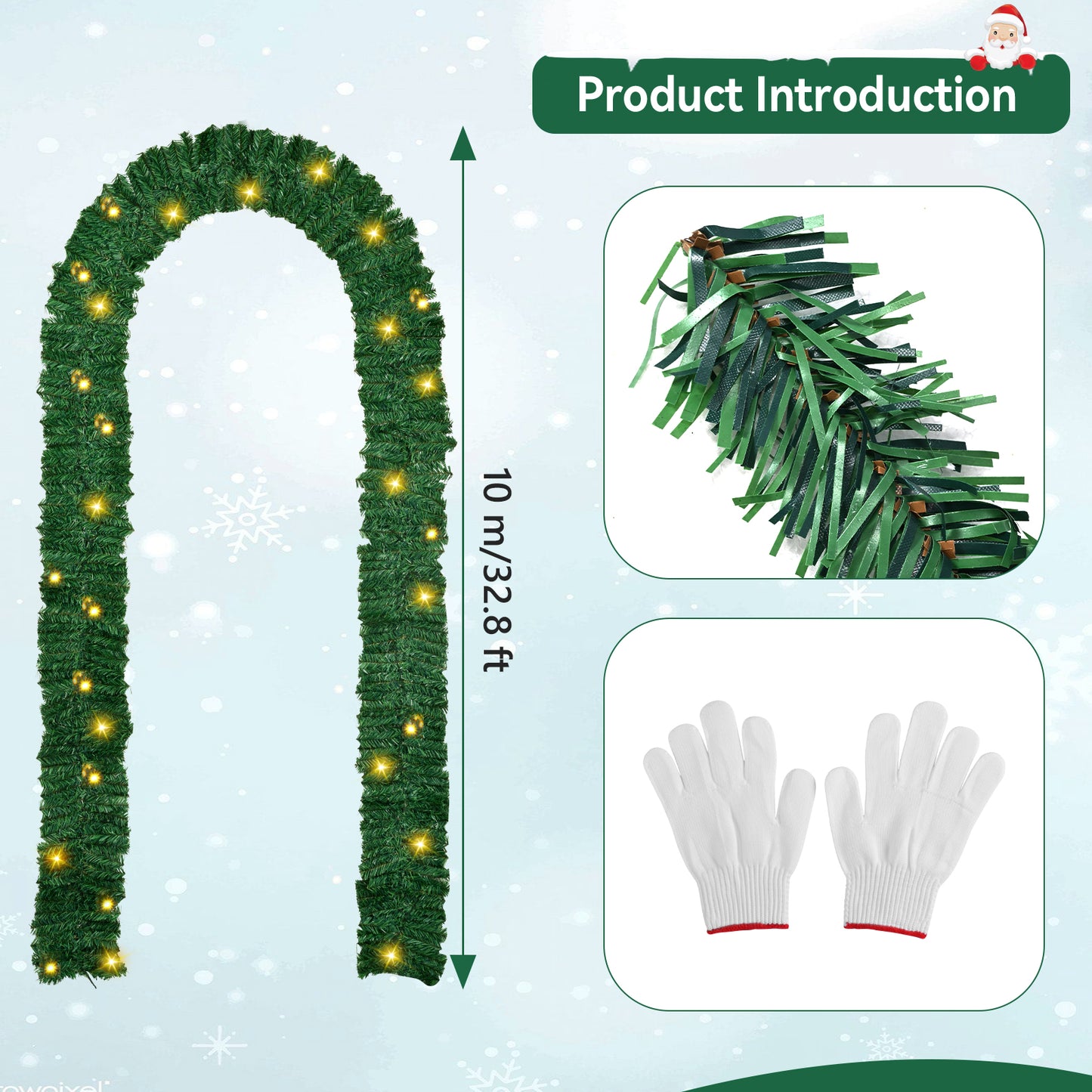 Guirlande de Noël Verte Artificielle – Décoration de Noël à Suspendre – Couronne et Décoration DIY