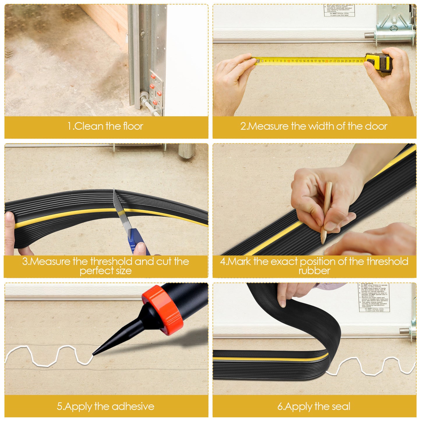 Bande d’Étanchéité Garage 3M – Joint de Porte Universel 90mm – Protection Anti-Eau Poussière Insectes – Seuil en Caoutchouc Résistant