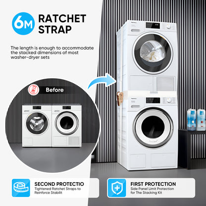 Universal Washing Machine and Tumble Dryer Stacking Kit – Support with Ratchet Straps 45-86 cm