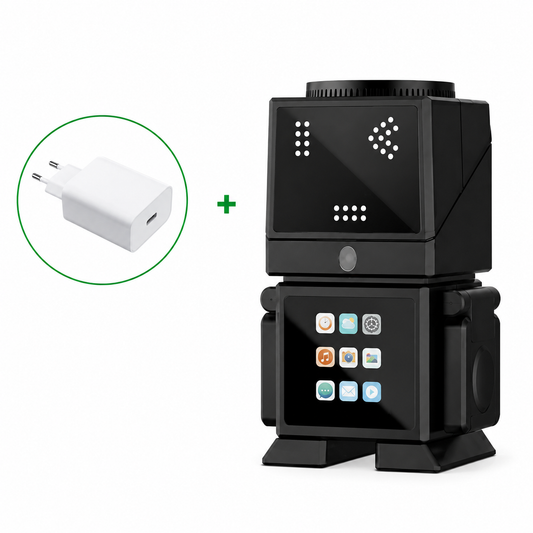 Robot de Bureau Multifonction avec Écran Tactile – Haut-Parleur Bluetooth, Affichage LED, Décoration Interactive Noir