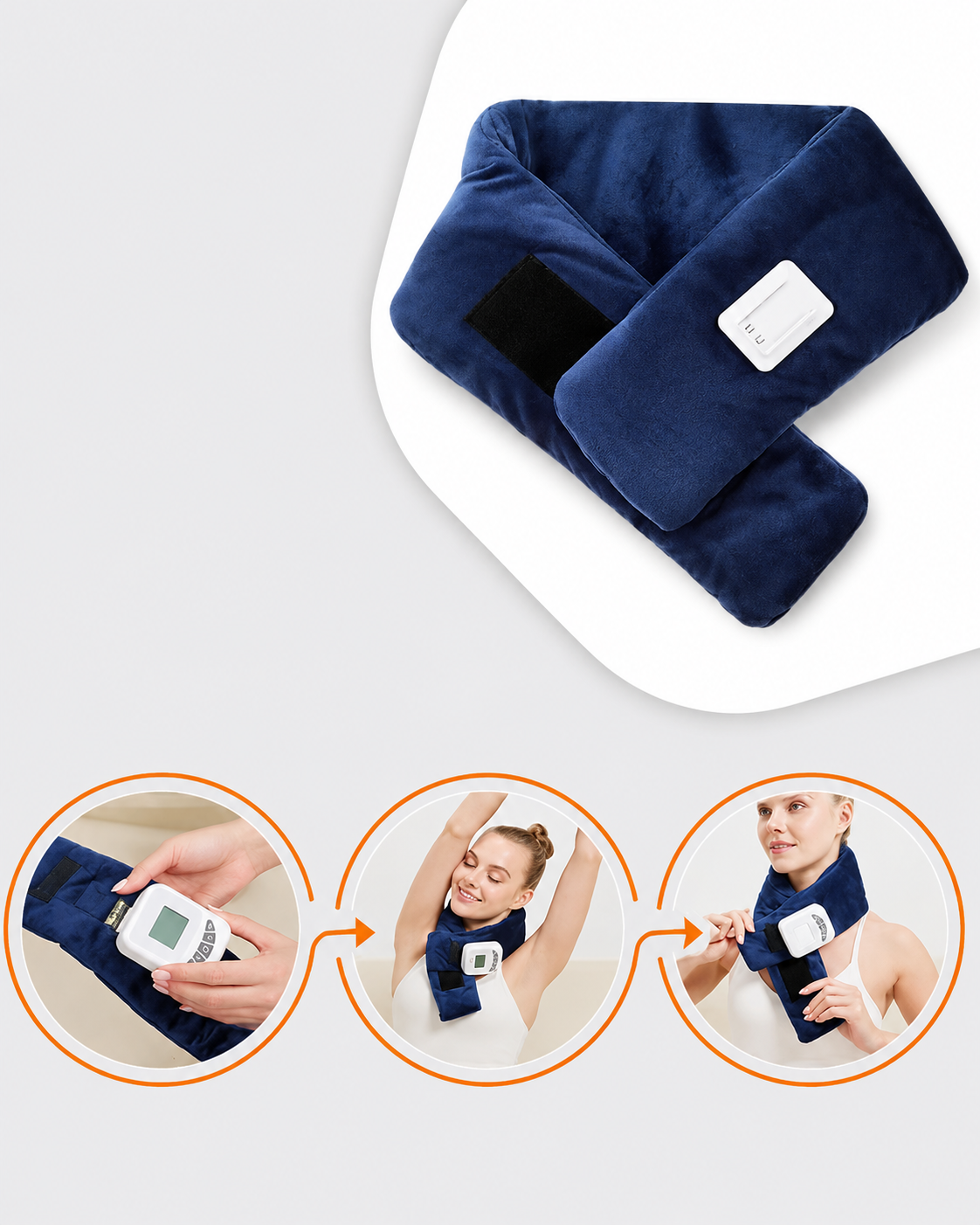 Coussin Chauffant Cervical Sans Fil 5000 mAh – Tour de Cou Chauffant Rechargeable – 3 Niveaux de Chaleur et Vibration – Soulagement Nuque, Épaules et Cervicales – Bien-être et Relaxation