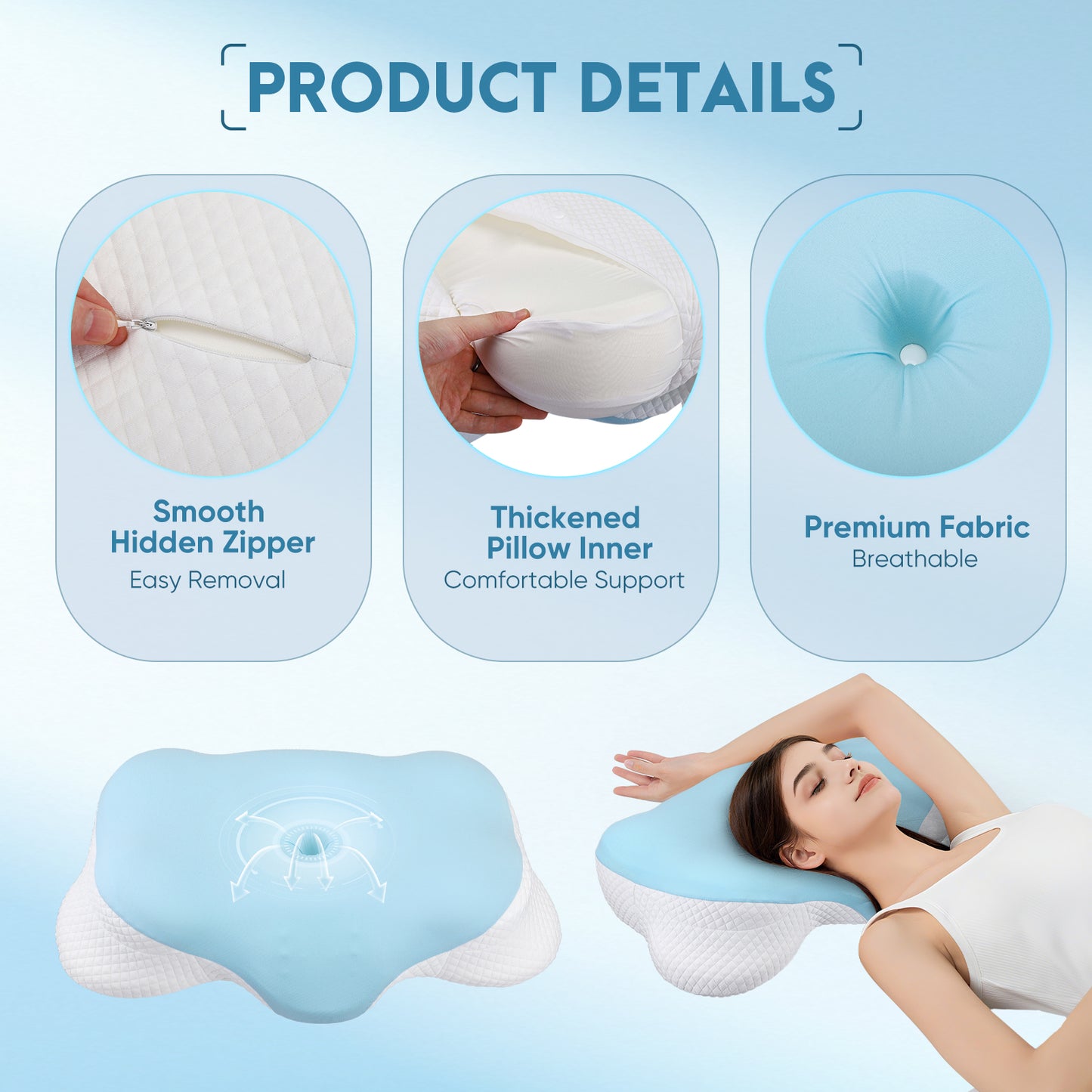 Oreiller Cervical en Mousse à Mémoire de Forme – Oreiller Orthopédique Ergonomique pour Soutien du Cou