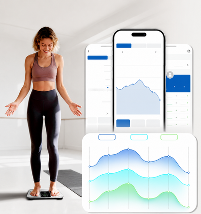 Balance Connectée Bluetooth 180 kg – 14 Indicateurs Corporels, IMC, Masse Graisseuse & Musculaire – App iOS & Android