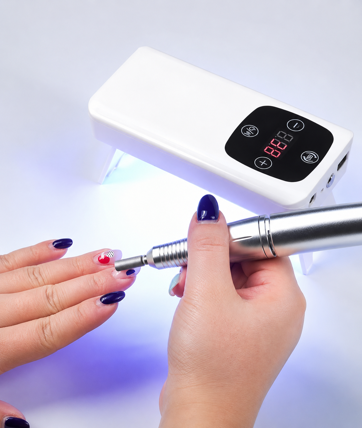 Ponceuse à Ongles Électrique 2-en-1 | 45 000 tr/min + Lampe UV LED | Manucure Pédicure Gel Acrylique Semi-Permanent