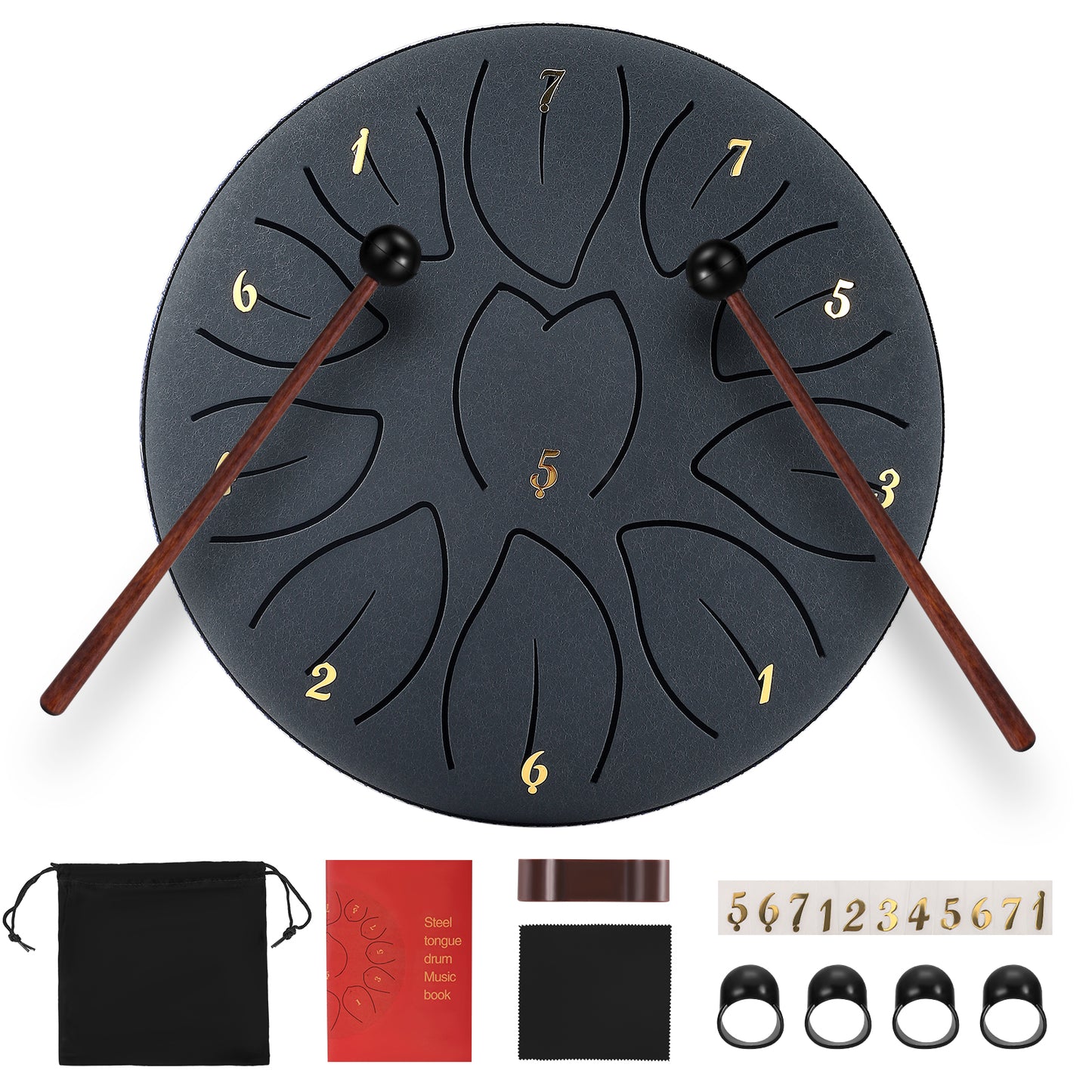 Tambour à Langue 6 Pouces 11 Notes – Tambour de Méditation en Acier Carbone – Instrument de Percussion