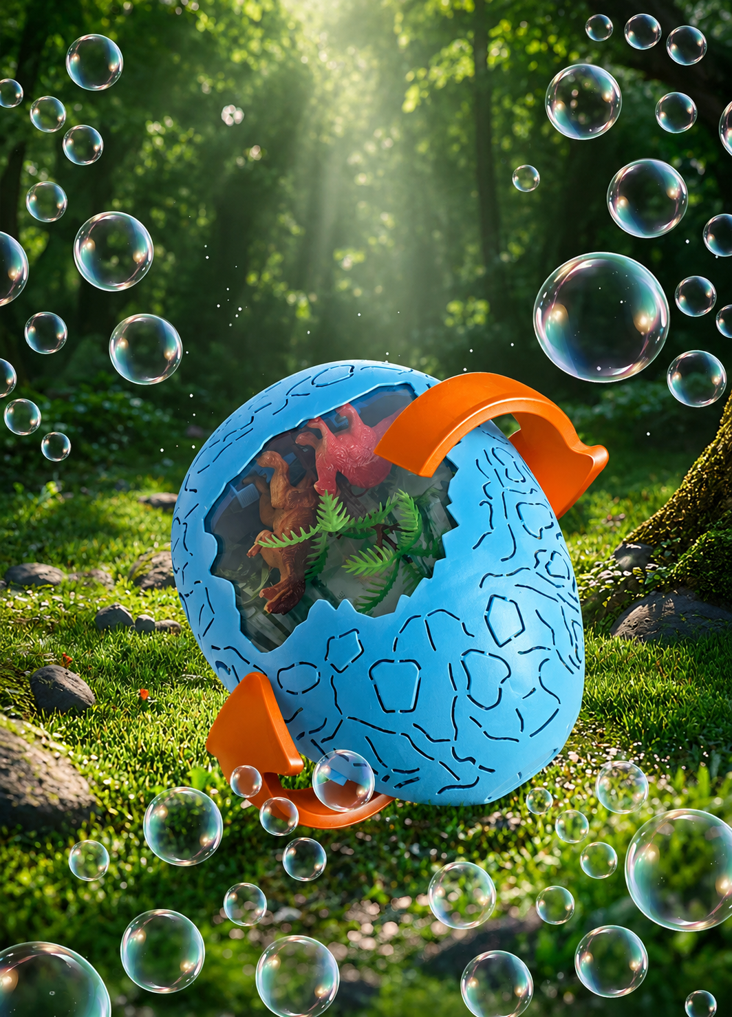 Machine à Bulles Dinosaure en Forme d'Œuf avec Lumières et Musique – Souffleur Automatique de Bulles pour Enfants – Jouet Extérieur – Cadeau Anniversaire
