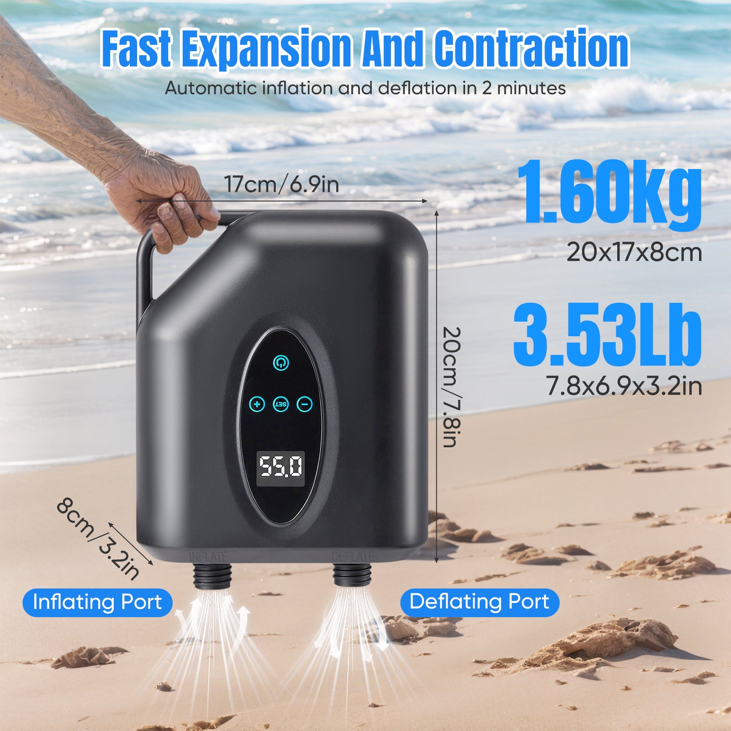 Pompe à Air Électrique 20 PSI – Compresseur Gonflable Haute Pression pour Paddle, Kayak et Bateau