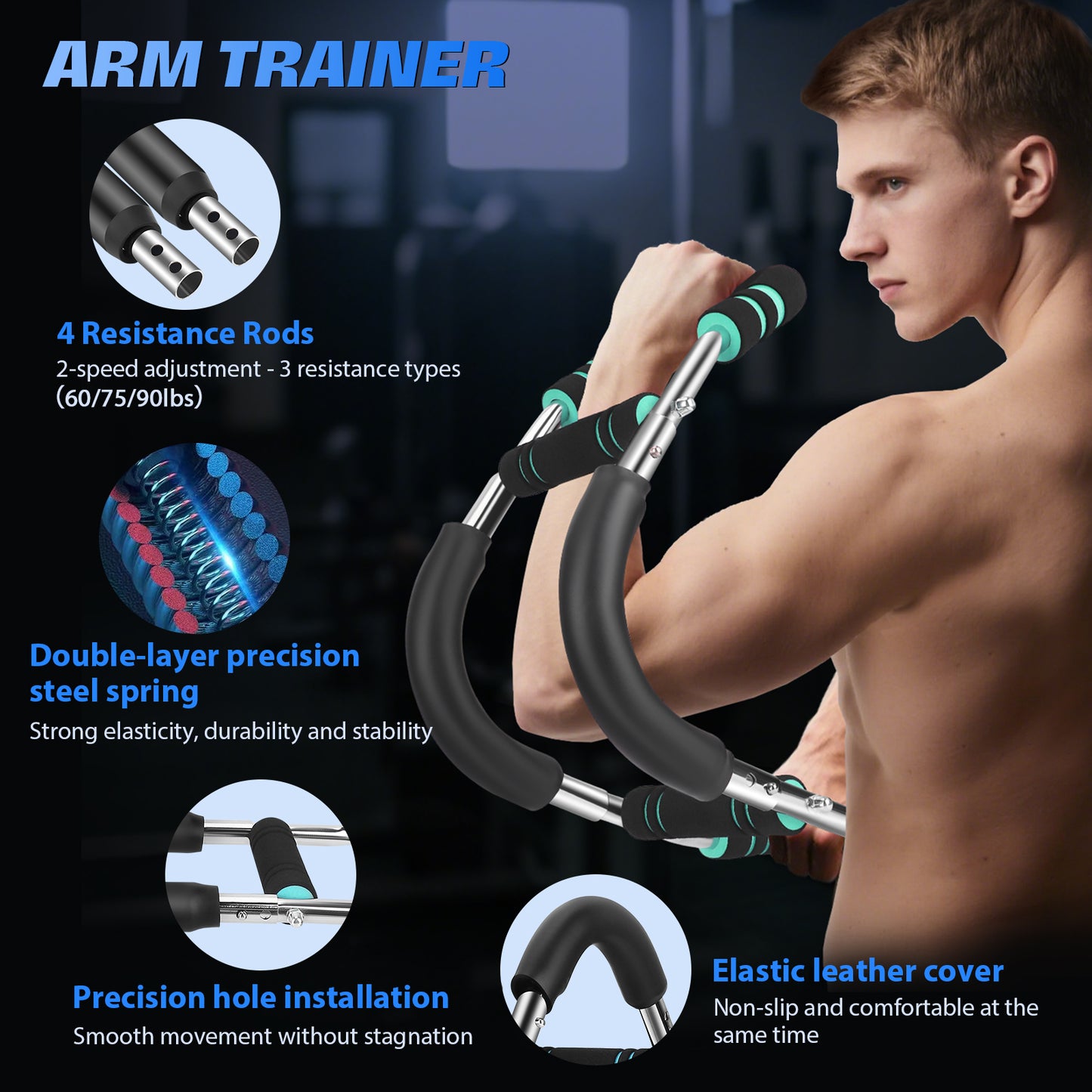 Entraîneur Bras Twister 20-60Kg – Appareil Musculation Poitrine Réglable – Ressort Résistance Fitness