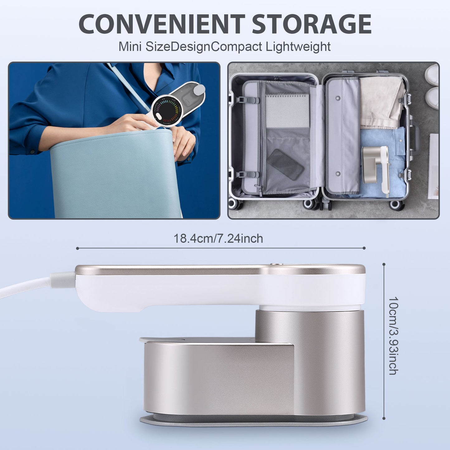 Fer à Vapeur Portable 2-en-1 1200W – Défroisseur Vêtements Écran LCD Chauffe Rapide 5s – Voyage Maison