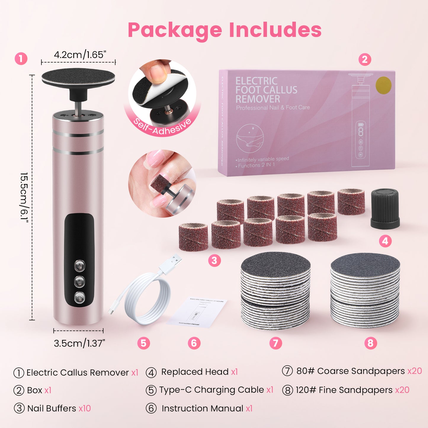 Râpe Électrique Pieds 2 en 1 Rechargeable – Éliminateur Callosités et Peaux Mortes