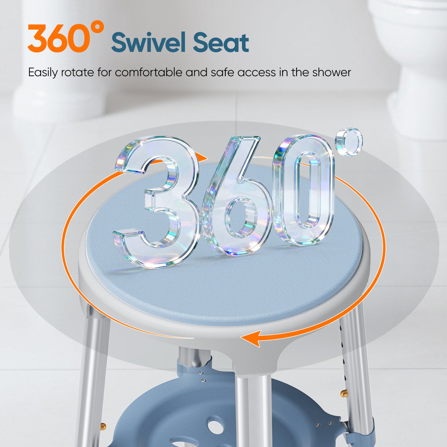Chaise de Douche Pivotante 360° Réglable en Hauteur – Siège Antidérapant Aluminium