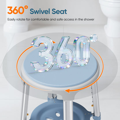 Chaise de Douche Pivotante 360° Réglable en Hauteur – Siège Antidérapant Aluminium
