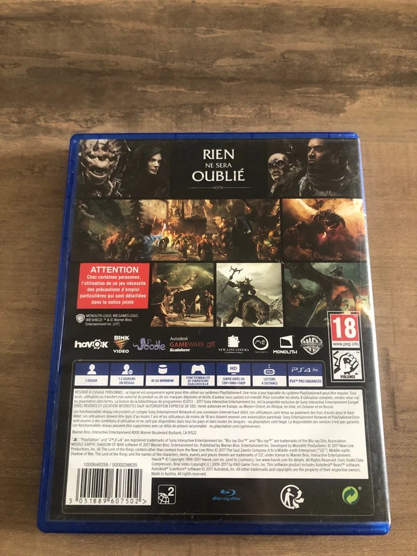 La terre du milieu: l’ombre de la guerre ps4