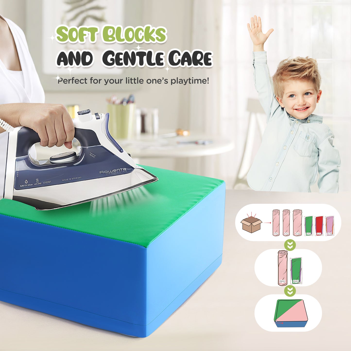 Ensemble de Modules de Motricité en Mousse pour Bébé – 6 Pièces – Aire de Jeux Enfant – Blocs PU/EPE – Développement Motricité