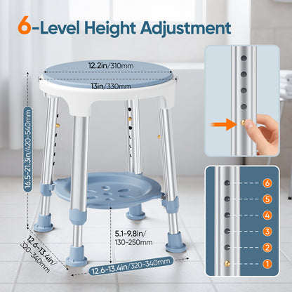 Chaise de Douche Pivotante 360° Réglable en Hauteur – Siège Antidérapant Aluminium