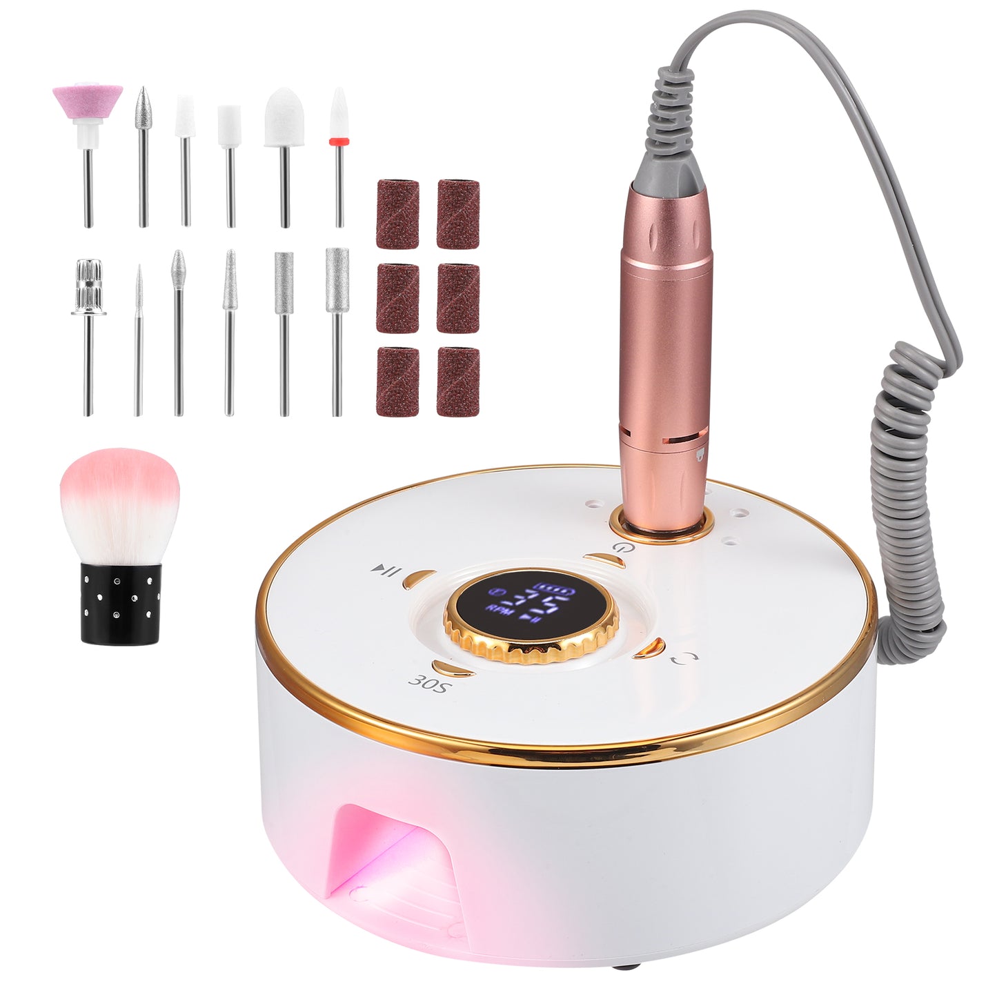 Machine à Ongles Professionnelle Rechargeable 12-en-1 avec Lampe UV LED et Ponceuse Électrique 35000 Tr/min – Kit Nail Art Complet