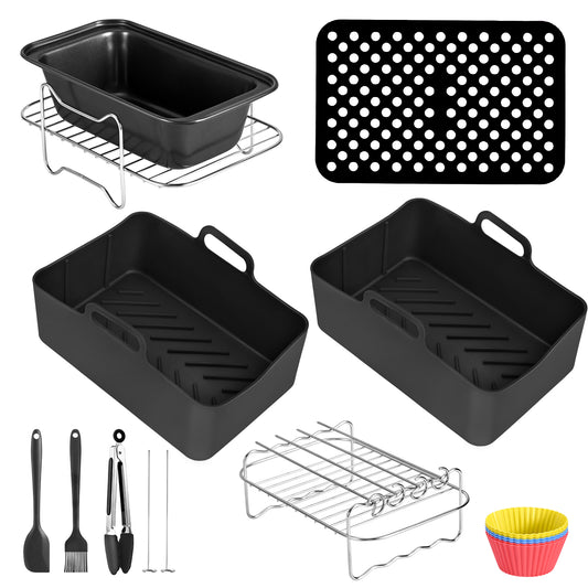 Accessoires Friteuse Air Fryer 6 Pièces – Moules Gâteaux Pizza Barbecue Double Panier