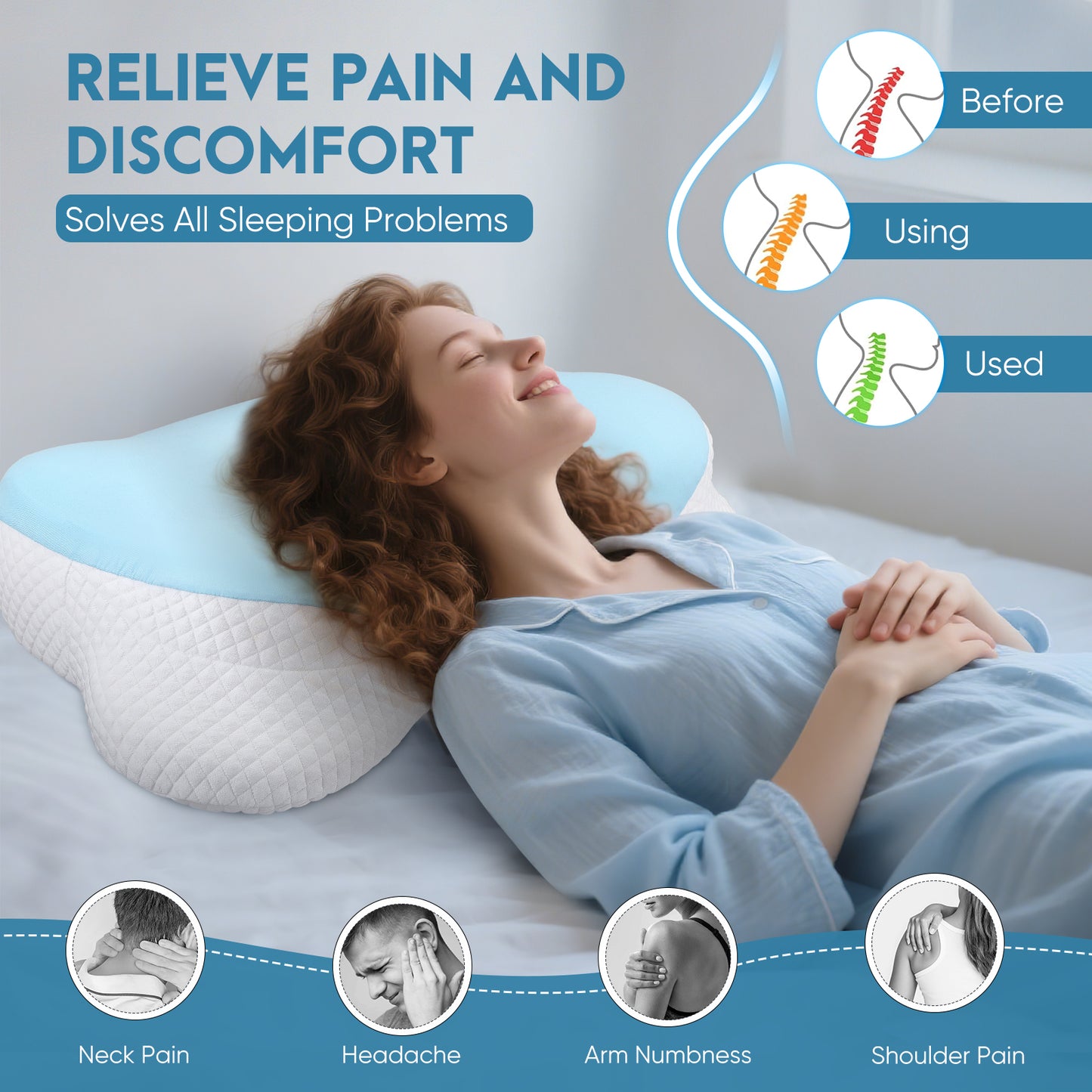 Oreiller Mémoire de Forme Ergonomique – Oreiller Cervical Orthopédique Anti-Douleurs