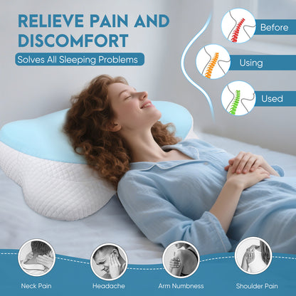 Oreiller Mémoire de Forme Ergonomique – Oreiller Cervical Orthopédique Anti-Douleurs
