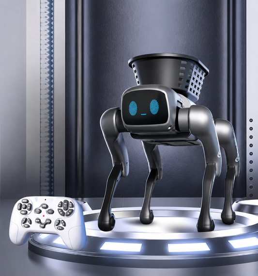 Robot Chien Intelligent Télécommandé Programmable – Jouet Interactif App Mobile, Effets Lumineux & Panier – Cadeau Enfant