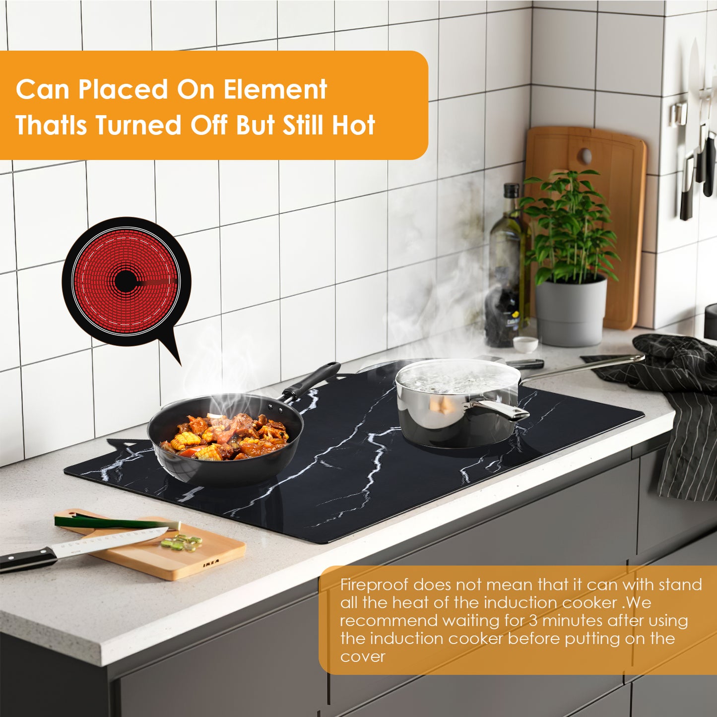 Couvercle Plaque de Cuisson 62x53 cm – Protection Cuisinière Verre Antidérapant Pliable