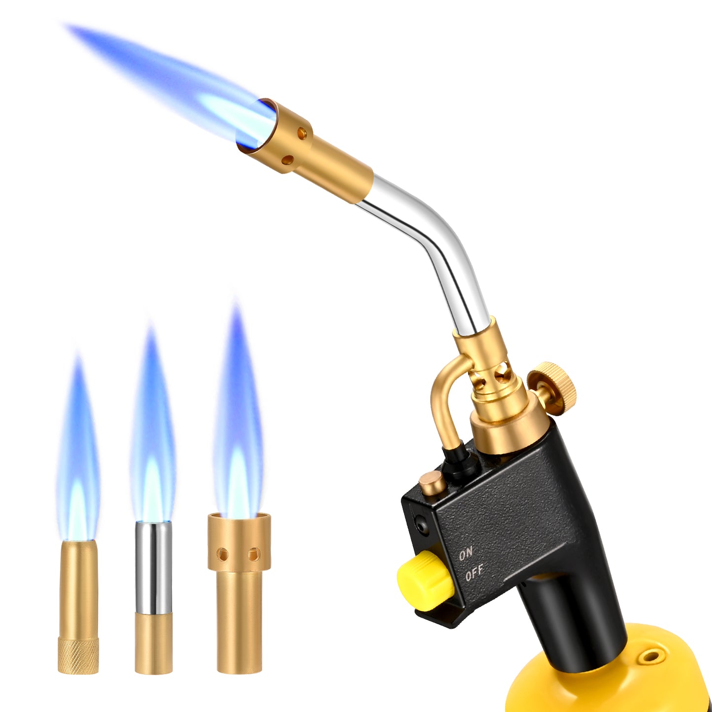 Chalumeau Propane avec 3 Buses 10/13/19 mm – Torche Soudage Brasage Chauffage Barbecue – Haute Température