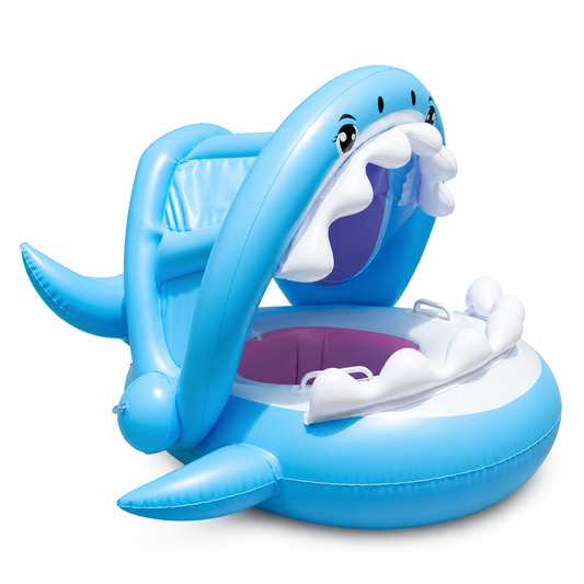 Bouée Siège Gonflable Requin pour Enfant – Flotteur de Piscine avec Dossier