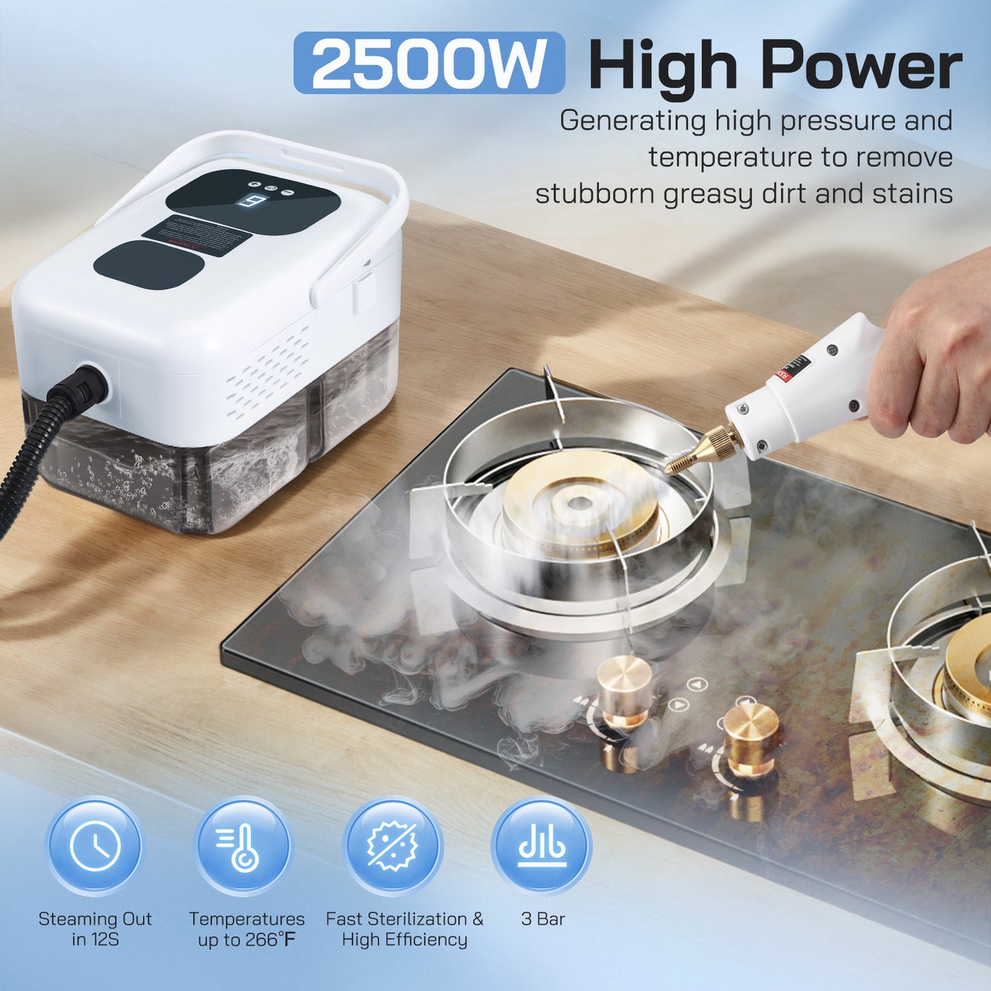 Nettoyeur Vapeur Portable 2500W – Machine Haute Température pour Maison et Voiture