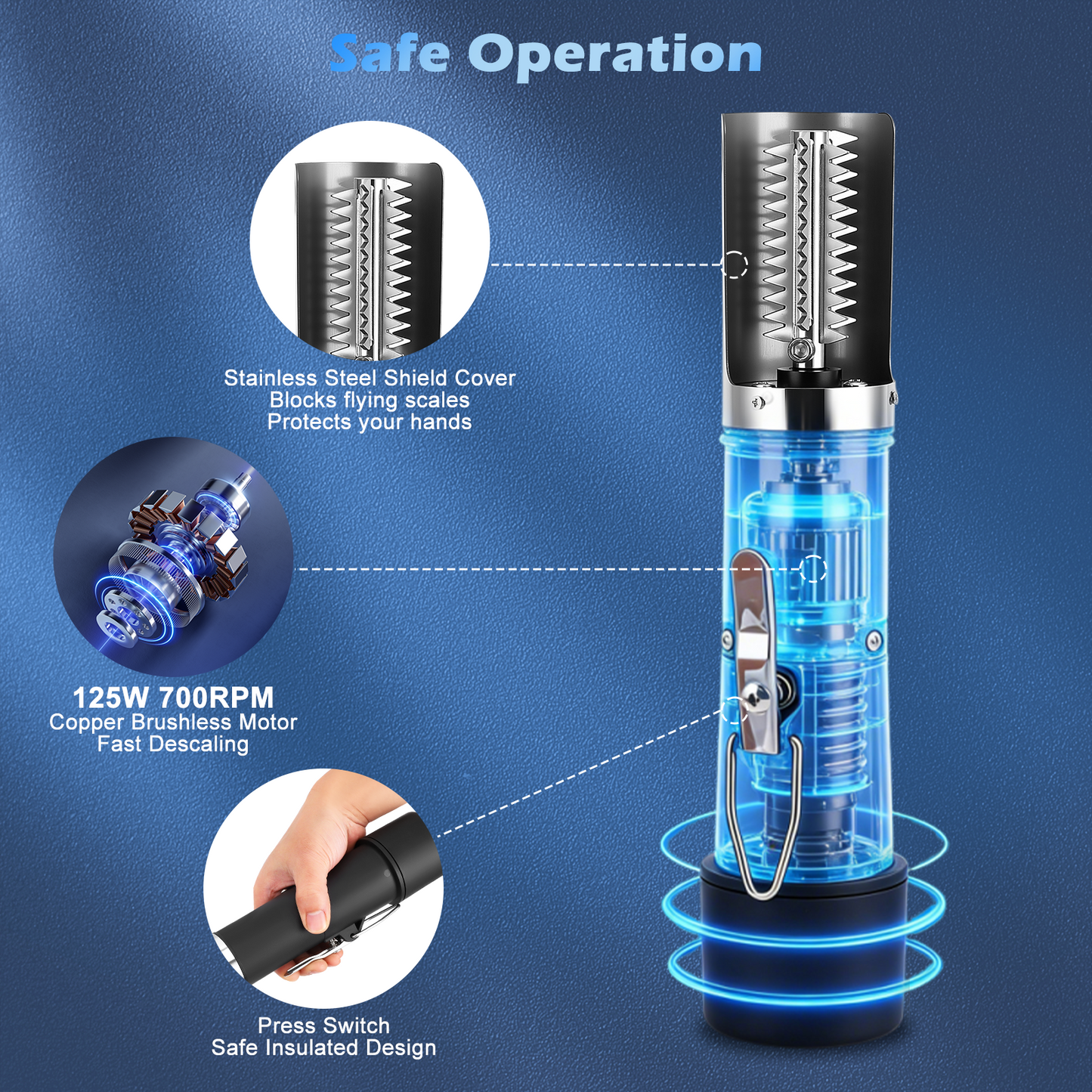 Écailleur de Poisson Électrique Sans Fil – Nettoyeur Automatique Rechargeable 2 Têtes – Cuisine Camping