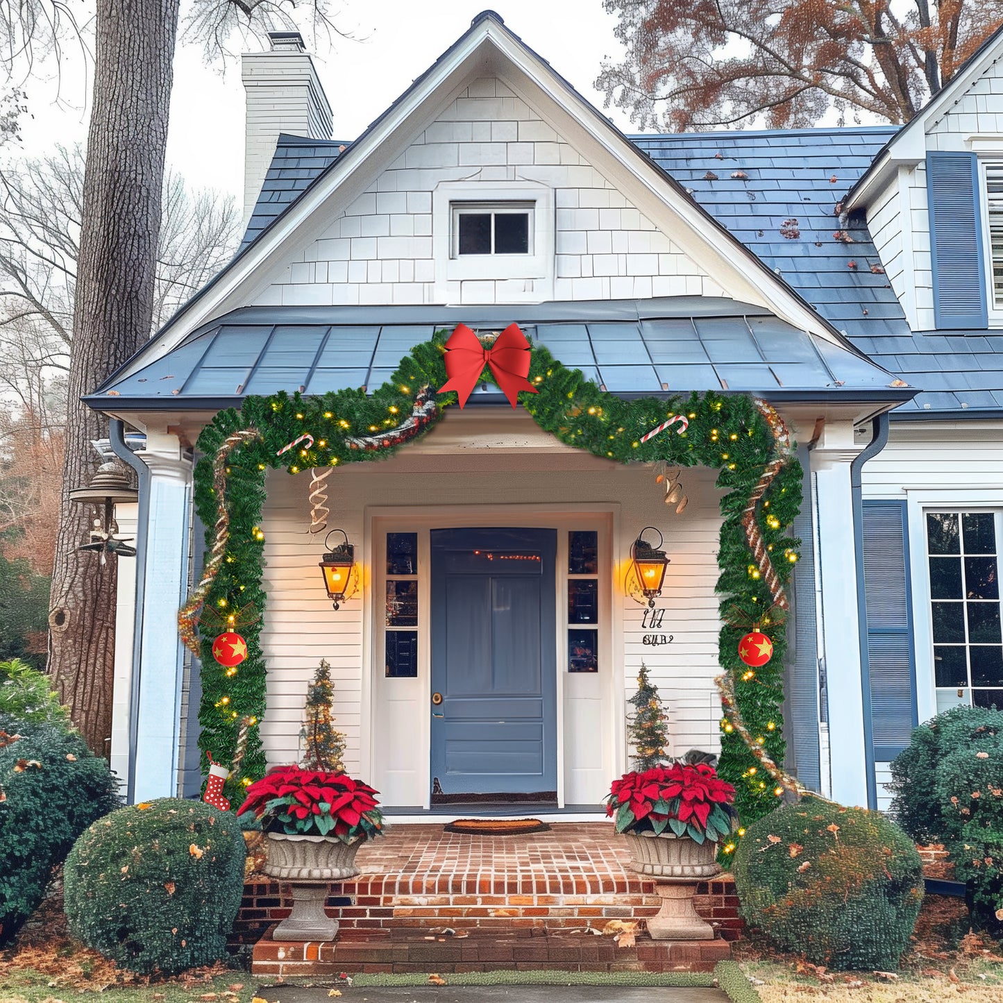 Guirlande de Noël Verte Artificielle – Décoration de Noël à Suspendre – Couronne et Décoration DIY