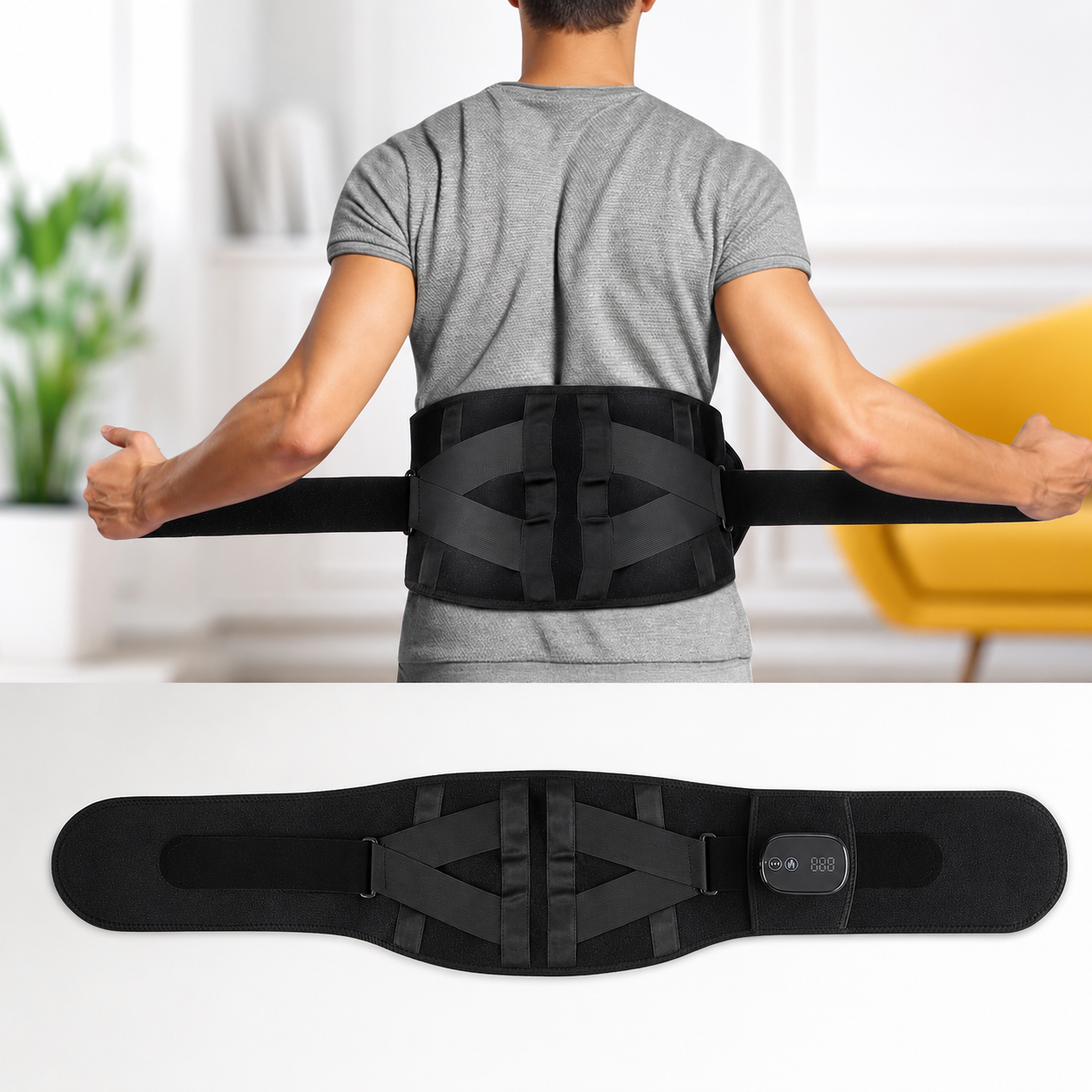 Ceinture Chauffante Lombaire Sans Fil Massante – Soulagement Dos, Sciatique, Lombalgie, Chaleur Réglable, Ceinture de Massage Chauffante Rechargeable, Bien-Être Femme Homme