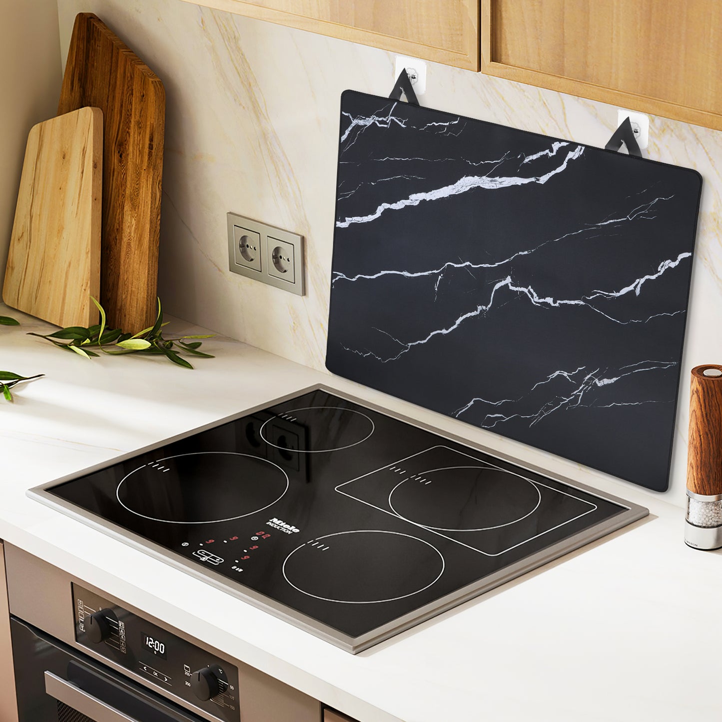 Couvercle Plaque de Cuisson 62x53 cm – Protection Cuisinière Verre Antidérapant Pliable
