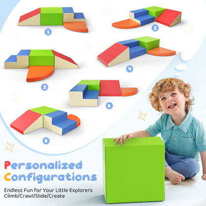 Blocs de motricité bébé en mousse – Jeu d’escalade pour tout-petits – Aire de jeu intérieure – 6 pièces – Multicolore