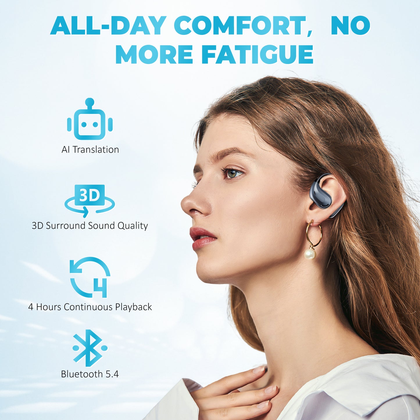 Écouteurs Traducteur Temps Réel – 150 Langues Bluetooth 5.4 – 4 Modes Traduction Autonomie 50h