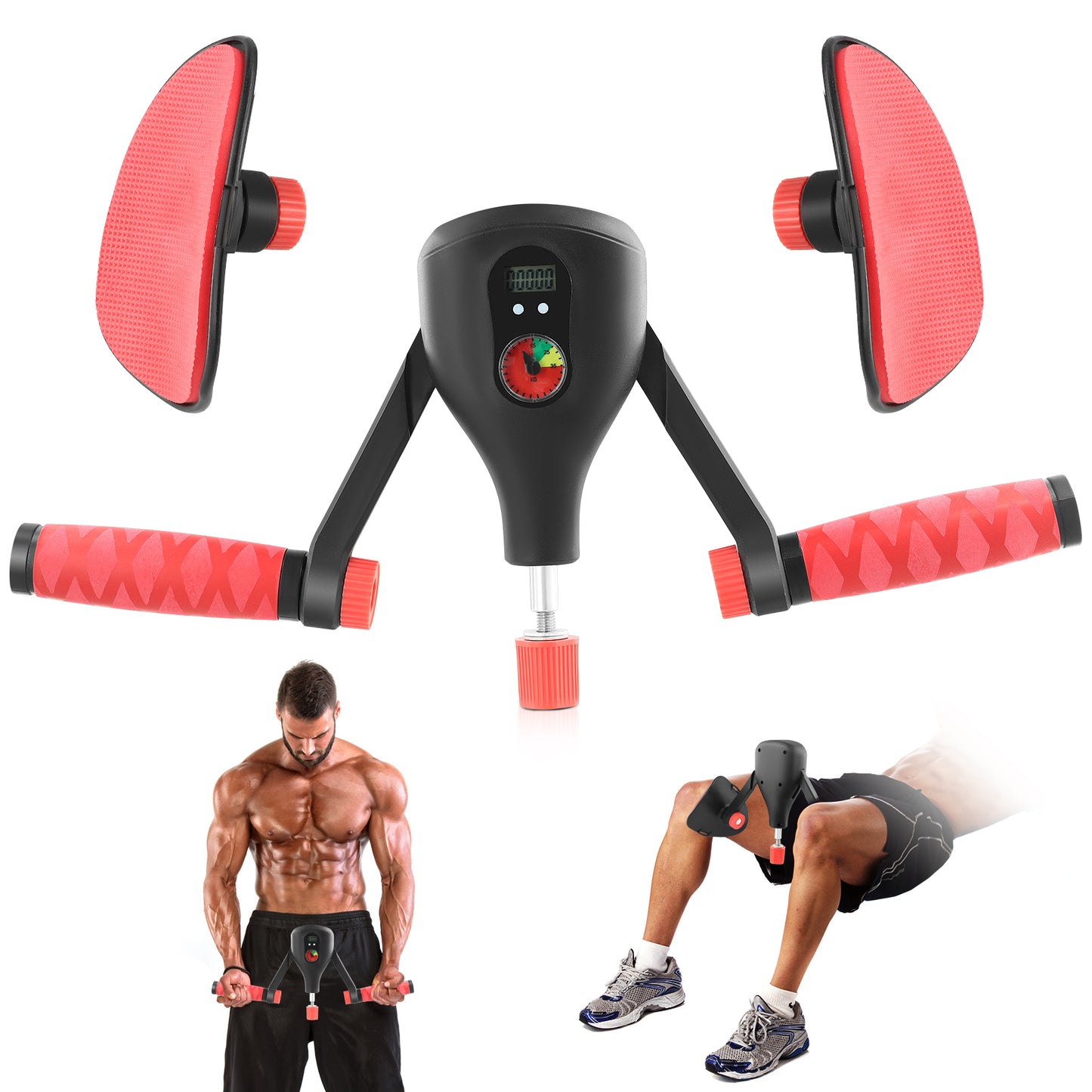 Entraîneur de Cuisses à Résistance Réglable 77 lb – Appareil de Fitness au Sol avec Poignées Rembourrées – Entraînement Bras, Cuisses et Fessiers