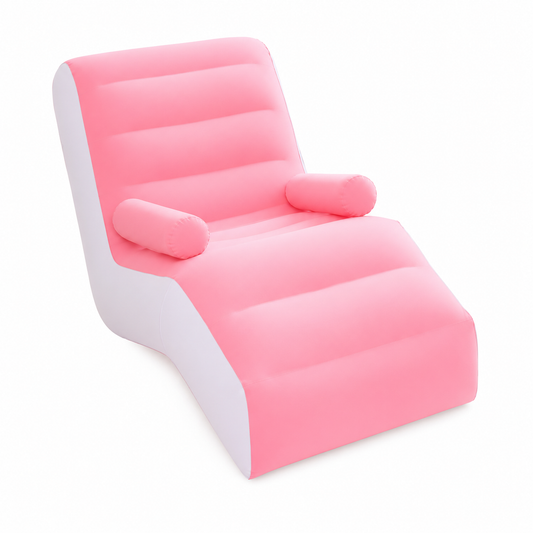 Fauteuil Gonflable Inclinable avec Accoudoirs – Chaise Longue Pliable Intérieur Extérieur – Rose
