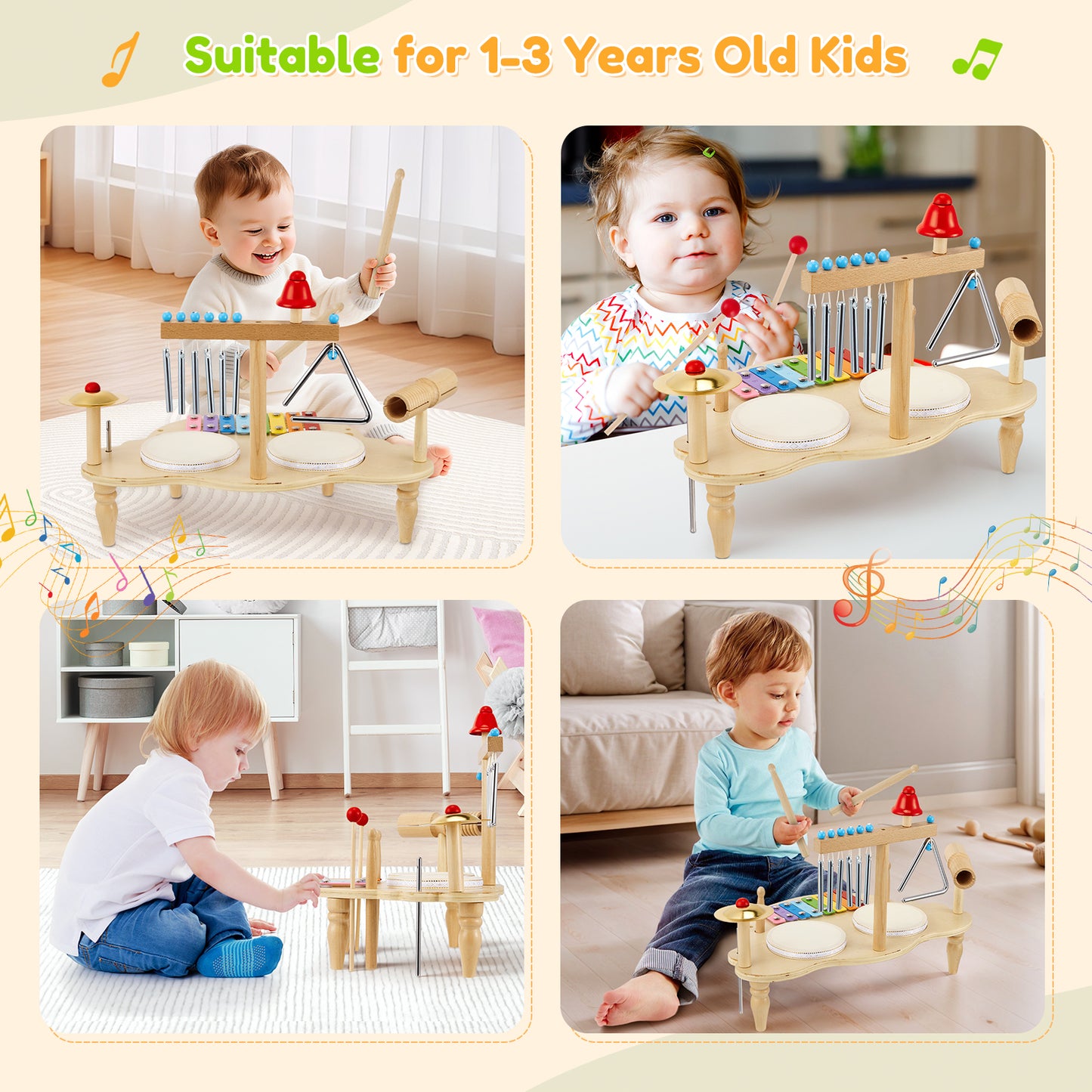 Table Musicale Montessori en Bois pour Enfants – Jouets Éducatifs Instruments de Musique Bébé