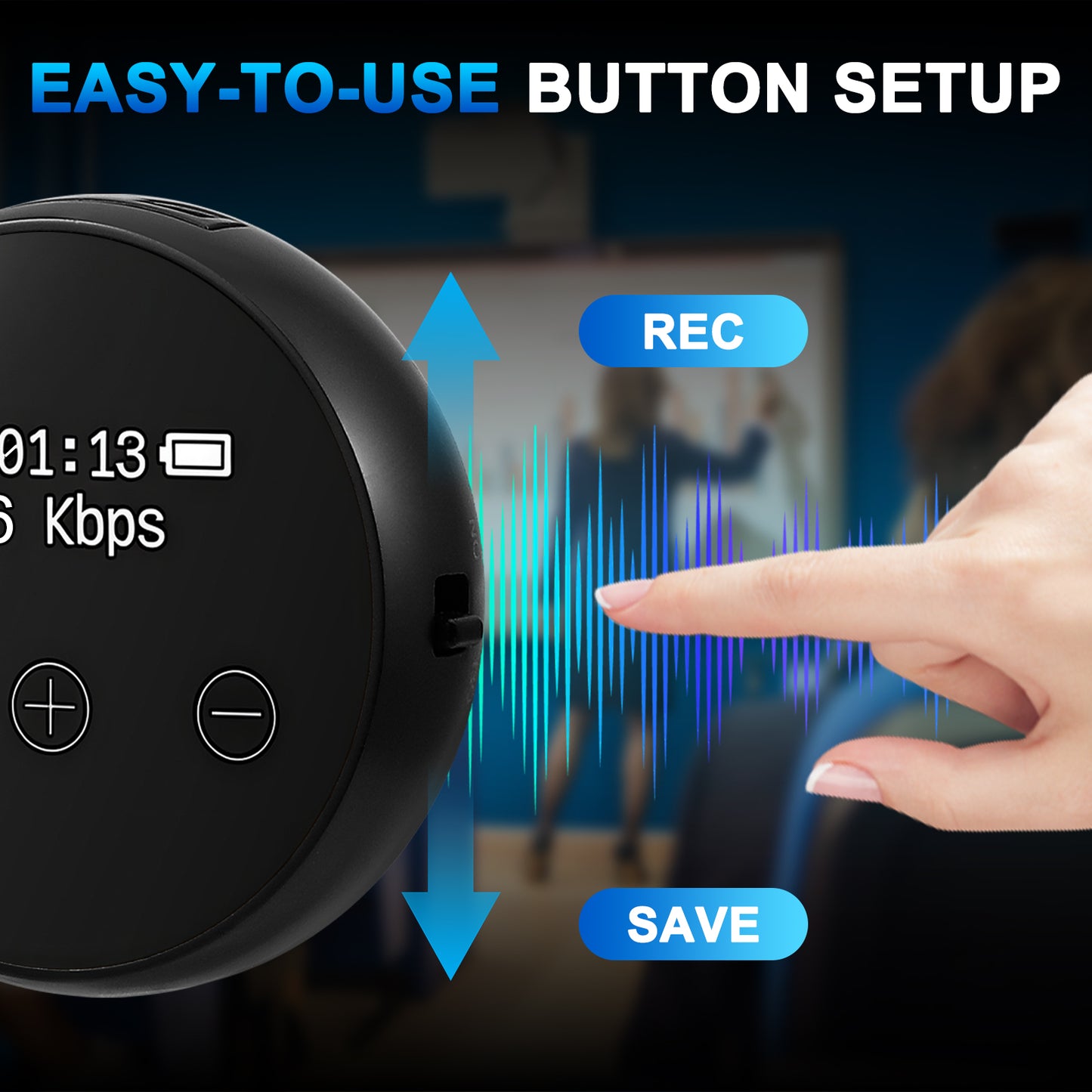 Mini Enregistreur Audio 64GB Haute Qualité 3072 Kbps – Dictaphone Numérique Portable avec Réduction de Bruit, Activation Vocale, Autonomie Longue Durée