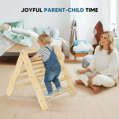 Triangle d'Escalade Enfant en Bois Pliable – Aire de Jeu Montessori, Échelle Grimpe Intérieur, 1-3 Ans