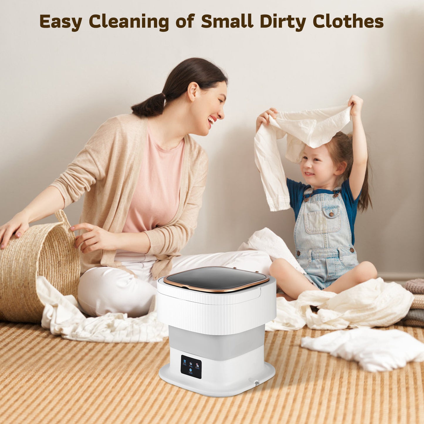 Mini Lave-Linge Portable Pliable 10 L – Machine à Laver avec Panier d’Essorage pour Sous-Vêtements