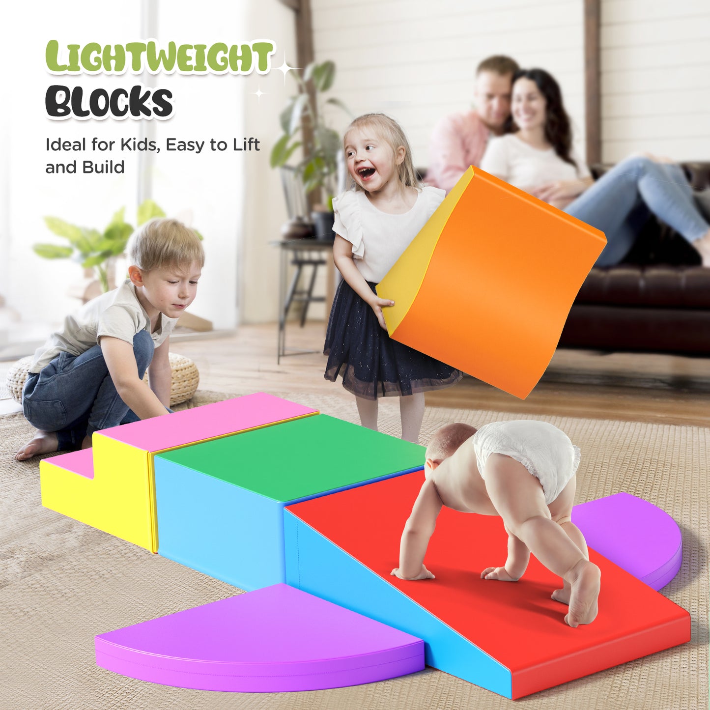 Ensemble de Modules de Motricité en Mousse pour Bébé – 6 Pièces – Aire de Jeux Enfant – Blocs PU/EPE – Développement Motricité