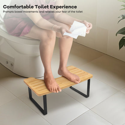 Tabouret WC Ergonomique en Bambou – Repose-Pieds Toilette Pliable Antidérapant – Salle de Bain