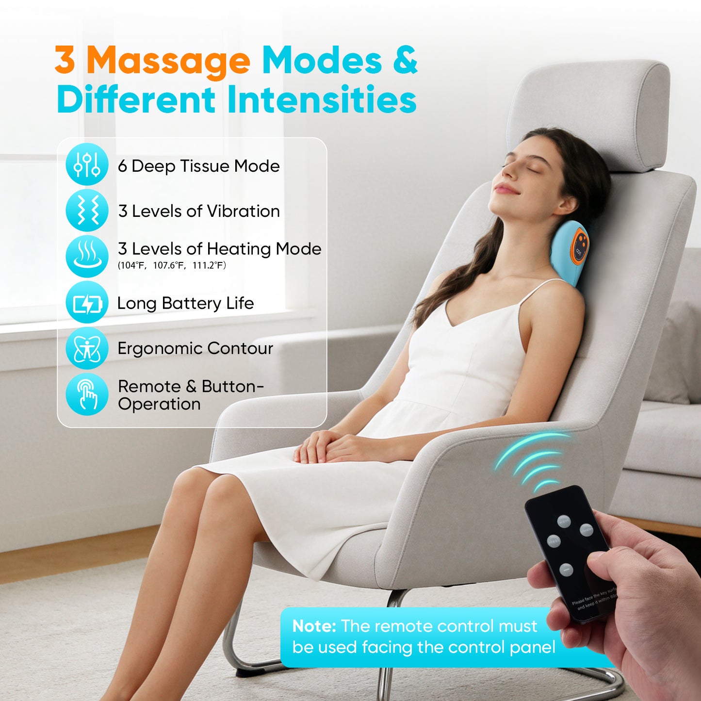 Oreiller de massage électrique 3-en-1 pour le cou avec EMS, vibration et chaleur réglable