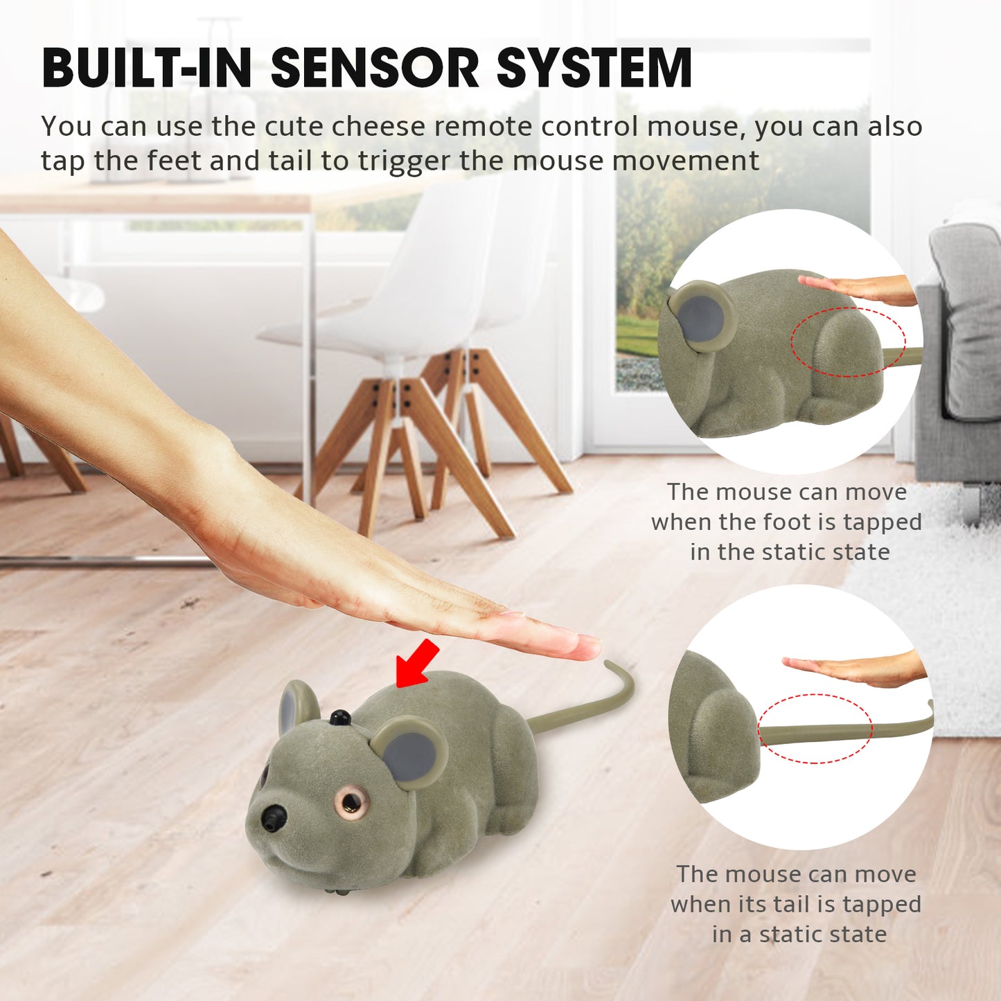 Jouet Chat Souris Interactive Rechargeable – Jouet 360° Résistant Morsures – Accessoire Chaton