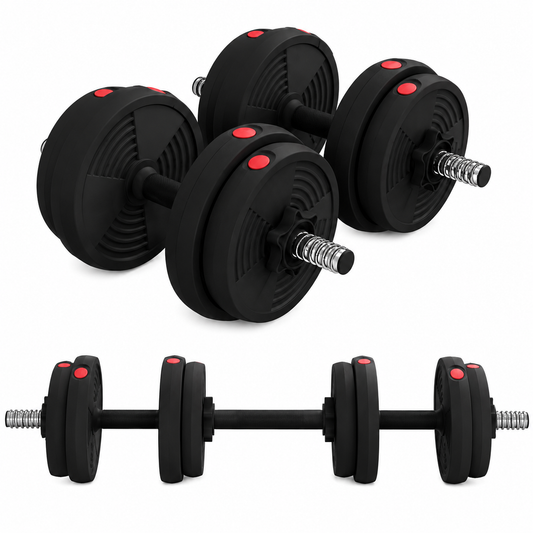 Haltères Réglables 2 en 1 – 15 kg avec Barres Incluses – Kit Musculation Fitness à Domicile