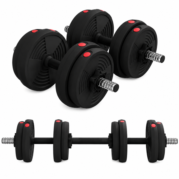 Haltères Réglables 2 en 1 – 15 kg avec Barres Incluses – Kit Musculation Fitness à Domicile