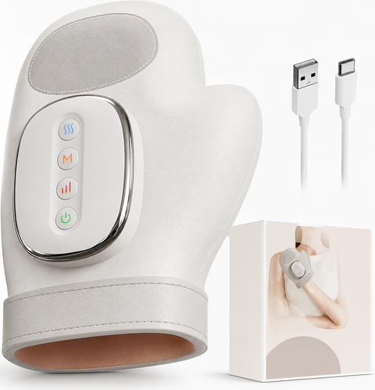 Masseur Main Chauffant Compression d'Air Rechargeable | Soulagement Canal Carpien | Massage Poignet Doigts Paume | Thérapie Chaleur Relaxation