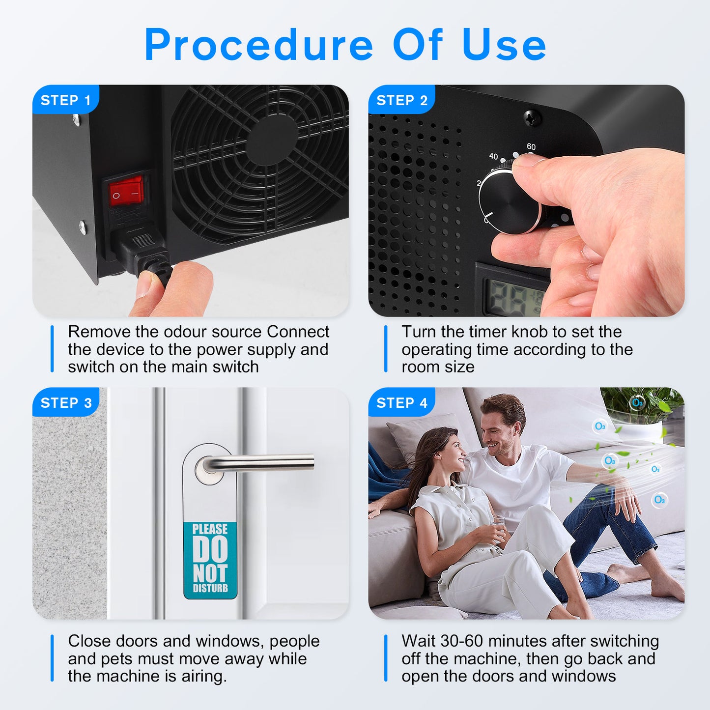 Générateur d’Ozone 60000 mg/h – Purificateur d’Air avec Affichage Température et Humidité