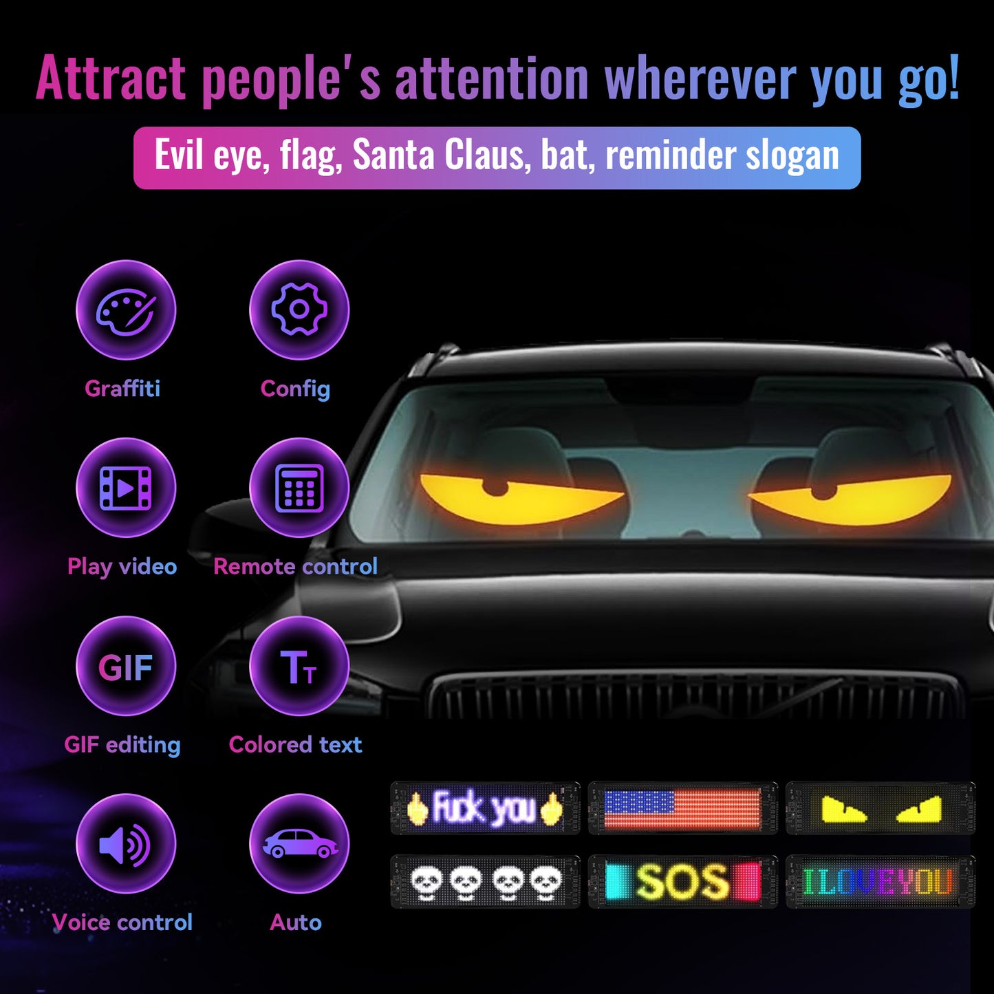 Éclairage LED Camion x2 Contrôle Application – Affichage Texte Personnalisé Mode Musique